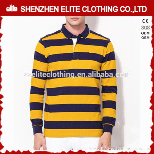 Fashionable Yellow Stripes Mens Clothing Cotton Polo Shirts